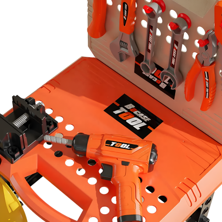 Banc de lucru pentru copii cu scule și accesorii – set atelier mecanic educativ cu bormașină, unelte și cască de protecție, joc de construcție STEM 3+ ani [2]