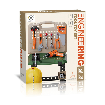 Banc de lucru pentru copii cu scule și accesorii – set atelier mecanic educativ cu bormașină, unelte și cască de protecție, joc de construcție STEM 3+ ani [6]