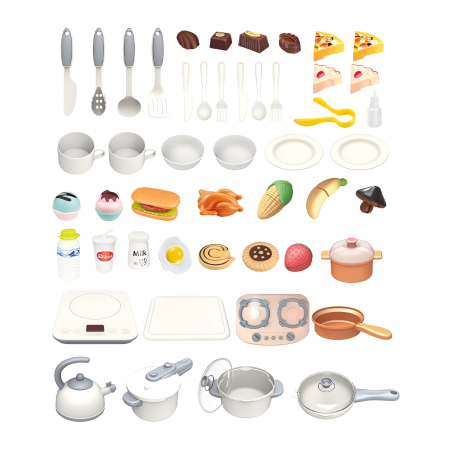 Bucătărie de Jucărie Multifuncțională pentru Copii cu Apă, Abur și Sunete – Set Complet cu Accesorii, 3+ Ani, GRI [5]