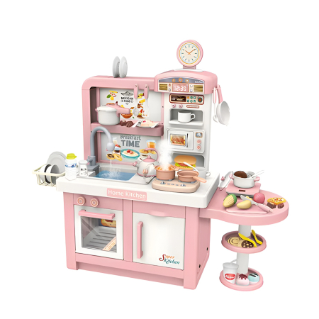 Educative si montessori - Bucătărie de Jucărie Multifuncțională pentru Copii cu Apă, Abur și Sunete – Set Complet cu Accesorii, 3+ Ani, ROZ