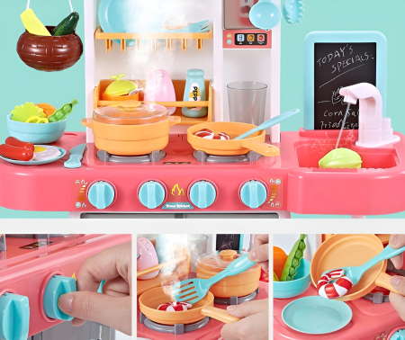 Bucătărie Interactivă Home Kitchen – Set 65 Piese, Aburi Realistici, Sunete de Gătit, Chiuvetă cu Apă și Accesorii [2]
