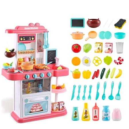 Bucătărie Interactivă Home Kitchen – Set 65 Piese, Aburi Realistici, Sunete de Gătit, Chiuvetă cu Apă și Accesorii [4]