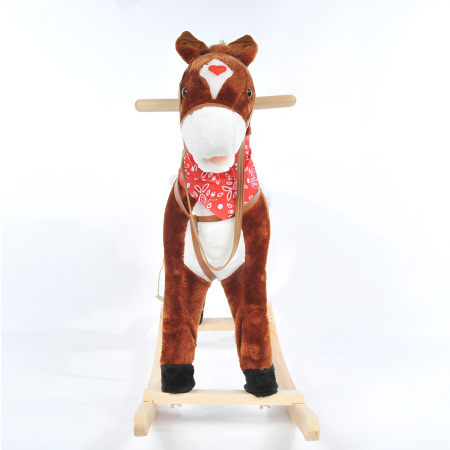 Cal Balansoar din Pluș cu Șa, Frâu și Sunete – Model Mare, Stabil, cu Bază din Lemn – Jucărie Premium pentru Copii [2]