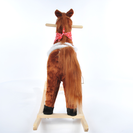 Cal Balansoar din Pluș cu Șa, Frâu și Sunete – Model Mare, Stabil, cu Bază din Lemn – Jucărie Premium pentru Copii [3]