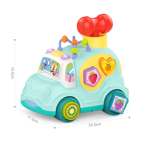 Camion educativ muzical cu sortare forme, jucărie interactivă cu sunete și activități pentru copii 1–3 ani [1]