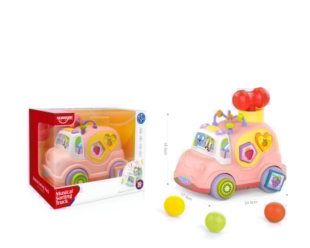 Educative si montessori - Camion Interactiv cu Muzică și Forme – Musical Sorting Truck Huanger, 18+ luni | Sortare, Lumini, Bile și Activități Educaționale