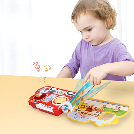 Carte Interactivă „Beep Beep” în Formă de Mașinuță – Lumină și Sunet, Vehicule de Salvare (Poliție / Pompieri) | Jucărie Educațională pentru Copii [1]