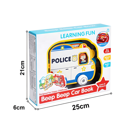 Carte Interactivă „Beep Beep” în Formă de Mașinuță – Lumină și Sunet, Vehicule de Salvare (Poliție / Pompieri) | Jucărie Educațională pentru Copii [3]