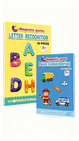 Noutati - Carte Magnetică Educativă pentru Copii – Alfabet sau Meserii, Joc Magnetic Interactiv cu 23-26 Piese, Învățare și Creativitate, 3+ Ani