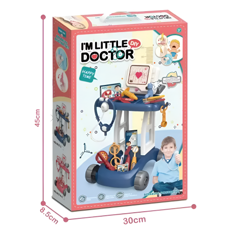 Cărucior Doctor pentru Copii cu Accesorii Medicale Interactive, Joc de Rol Educativ, Set Complet cu Ecran, Sunete și Roți, albastru, 3+ ani [6]