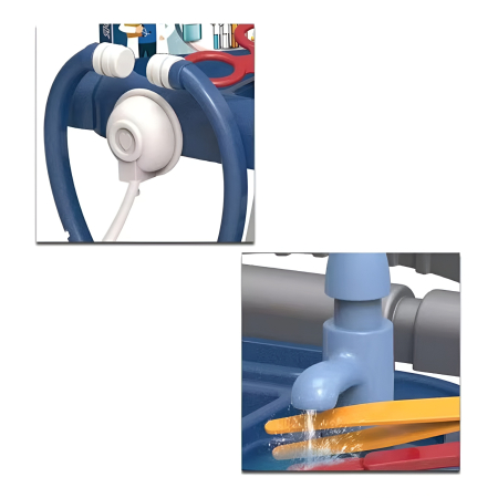 Cărucior Doctor pentru Copii cu Accesorii Medicale Interactive, Joc de Rol Educativ, Set Complet cu Ecran, Sunete și Roți, albastru, 3+ ani [1]