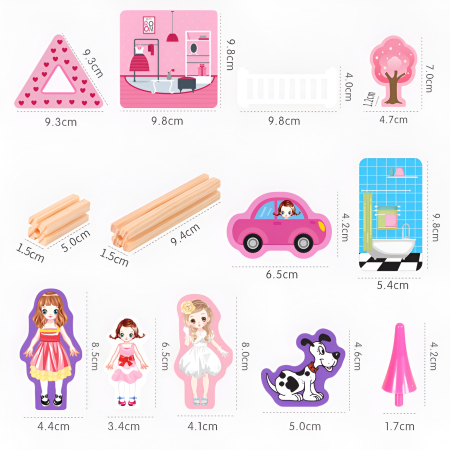 Casă de Prințesă 298 Piese – Set Construcție Mare din Lemn și Carton, Păpuși + Accesorii, Castel DIY 36+ [3]