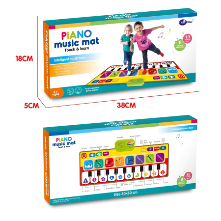 Covor Pian Muzical Interactiv pentru Copii – 8 instrumente muzicale, funcție înregistrare și redare, sunete educative, antiderapant, 80x30 cm, jucărie educativă 3+ ani [4]