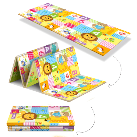 Covoraș de Joacă Pliabil XXL 200×180 cm – Reversibil, Antiderapant, Moale, Izolat, Animăluțe Colorate | Perfect pentru Bebeluși și Copii [2]