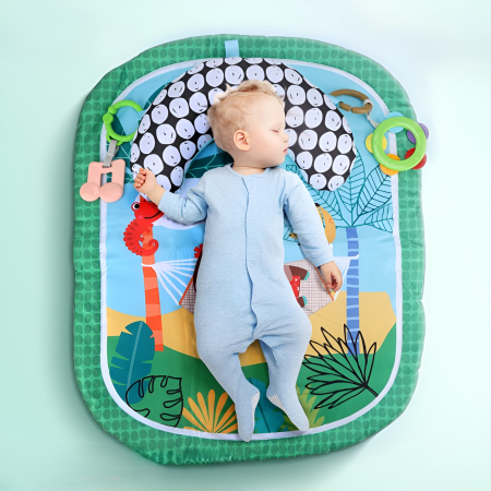 Covoraș Educațional „Tummy Time” pentru Bebeluși cu Pernă de Susținere – 0+ luni, Design Junglă, 65.5×53.5 cm [2]