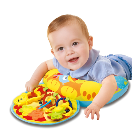 Jucarii bebelusi - Covoraș Educativ pentru Bebeluși Tip Tummy Time – Pernă de Sprijin, Activități Senzoriale și Dezvoltare Motorie 0+ luni, albastru