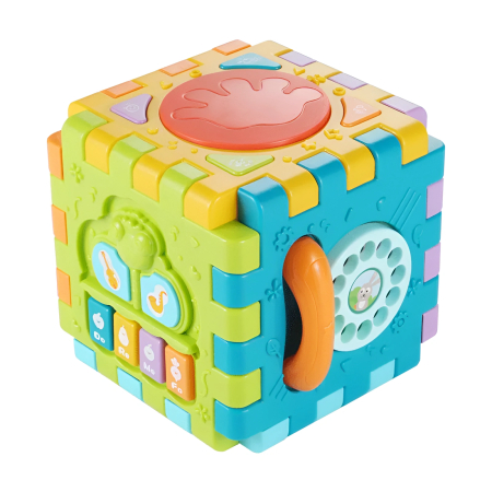 Cub de Activități Educativ pentru Bebeluși – Activity Cube Montessori, Set 10 Piese, Jucărie Senzorială Interactivă, 18+ luni [2]