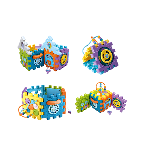 Cub de Activități Educativ pentru Bebeluși – Activity Cube Montessori, Set 10 Piese, Jucărie Senzorială Interactivă, 18+ luni [4]