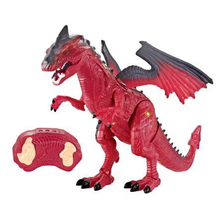 Noutati - Dragon Interactiv Roșu cu Senzori de Mișcare – Lumini, Sunete & Mers Realist – Dinosaur Planet