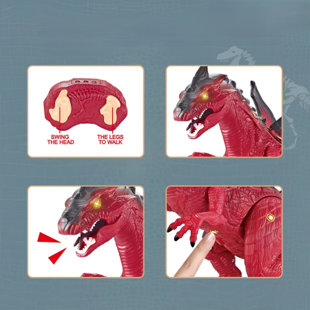 Dragon Interactiv Roșu cu Senzori de Mișcare – Lumini, Sunete & Mers Realist – Dinosaur Planet [3]