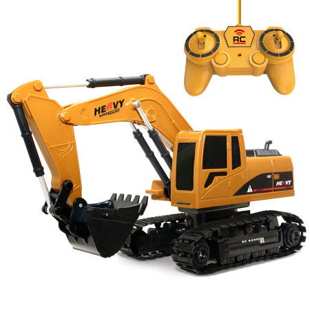 Excavator RC 1:24 Heavy Duty – Telecomandă 6CH, Lumini, Mișcare Realistă, Jucărie Construcții pentru Copii 6+ [1]