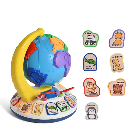 Glob Interactiv pentru Copii cu Lumini, Sunete și Piese Puzzle – Jucărie Educativă Montessori [2]