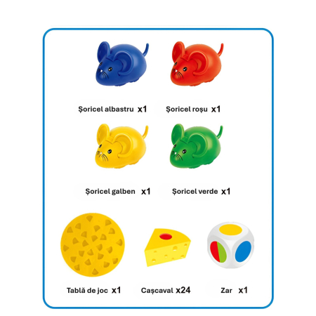 Joc de memorie educativ cu șoricei și cașcaval – Joc interactiv pentru dezvoltarea atenției și gândirii logice, 2-4 jucători, 3+ ani [3]