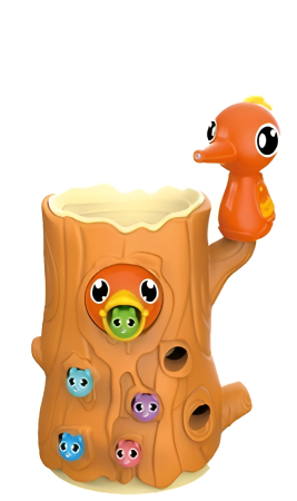 Noutati - Joc educativ interactiv „Hrănește Ciocănitoarea” – Copac cu viermișori magnetici, 2 moduri de joc (vertical/orizontal), dezvoltă coordonarea și îndemânarea copiilor, vârsta 3+ ani