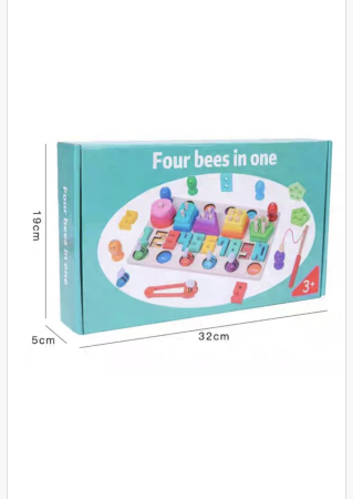 Joc Educativ Montessori 4-în-1 din Lemn – Sortare Culori, Forme, Numere și Albine Magnetice, 3+ [6]