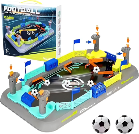 Noutati - Joc Fotbal de Masă Interactiv pentru Copii – Mini Stadion 55 cm, Lansatoare Mecanice, Mingi Incluse, Duel 1 vs 1, 3+ ani