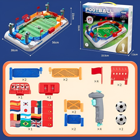 Joc Fotbal Interactiv de Masă pentru Copii – Mini Stadion 56 cm, Lansatoare Duble, Scor Manual, Duel 1 vs 1, 3+ ani [6]