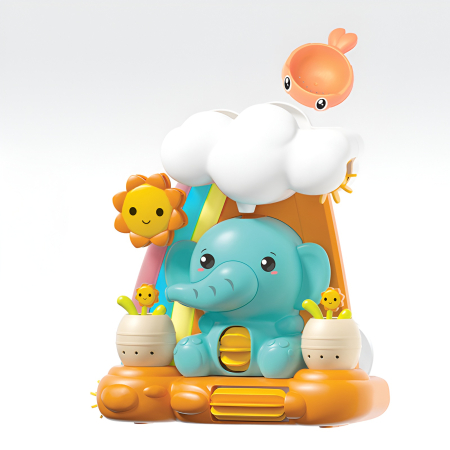 Noutati - Jucărie de baie Elefant cu cascade de apă – Jucărie interactivă cu ventuze, efecte vizuale și jeturi, pentru copii 1–4 ani