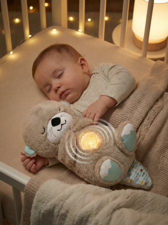 Jucărie de pluș calmantă pentru bebeluși – Vidră cu lumină și respirație simulată, somn liniștit, 0+ luni [1]