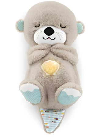 Jucărie de pluș calmantă pentru bebeluși – Vidră cu lumină și respirație simulată, somn liniștit, 0+ luni [2]