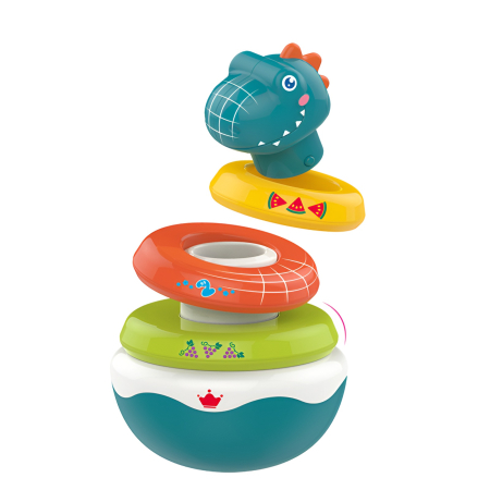 Jucarii bebelusi - Jucărie Educativă de Stivuit pentru Bebeluși – Turn Interactiv cu Inele și Dinozaur, Dezvoltare Motrică, +6 Luni