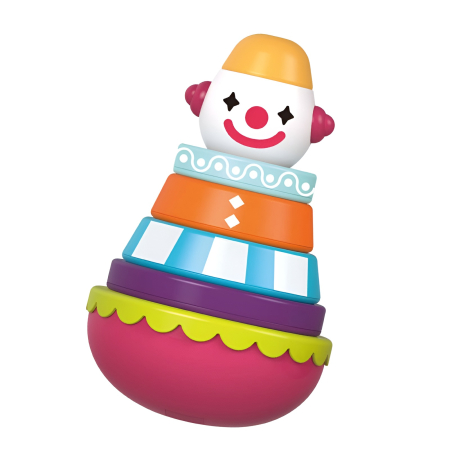 Jucarii bebelusi - Jucărie Educativă Roly-Poly pentru Bebeluși – Turn de Stivuire cu Clovn, Piese Colorate, Dezvoltare Motrică, +6 Luni