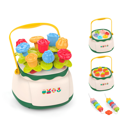 Jucarii bebelusi - Jucărie Educativă Tip Flower Nails – Joc de Sortare și Înșurubare Flori, Montessori, Copii 18+ Luni