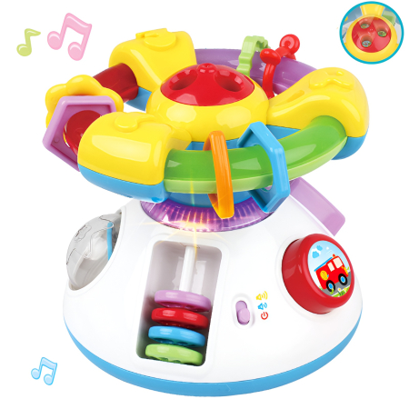 Jucarii bebelusi - Jucărie Interactivă 2-în-1 cu Proiecție și Muzică – Volan Rotativ, Lumini, Sunete, Activități Sensoriale, 12+ luni