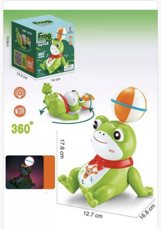 Educative si montessori - Jucărie interactivă broscuță cu lumină și muzică – Jucărie educativă pentru bebeluși, rotație 360°