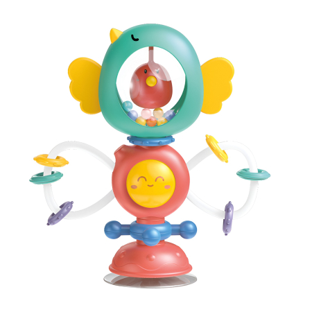 Jucarii bebelusi - Jucărie Interactivă cu Ventuză pentru Bebeluși – Tray Rattle Rotativă, Zornăitoare și Dentitie, 0+ luni, verde