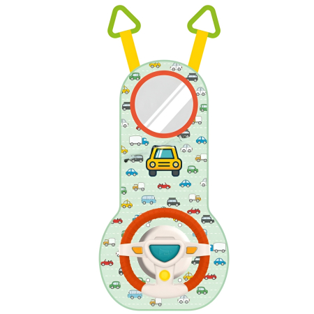 Jucarii bebelusi - Jucărie Interactivă pentru Bebeluși cu Volan și Oglindă – Sunete, Muzică și Prindere pe Scaun Auto, +18 Luni