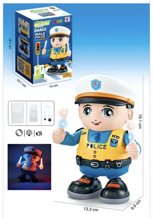 Educative si montessori - Jucărie interactivă Polițist dansator cu lumini și sunete – Figurina muzicală copii 3 ani+