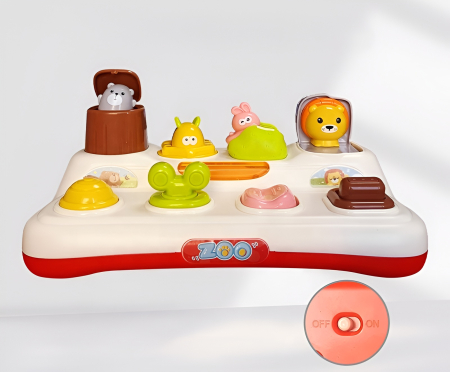 Jucărie Interactivă Pop-Up Zoo – Animăluțe Ascunse, Apasă/Împinge/Rotesc | Jucărie Educativă Bebe 1–3 Ani [2]
