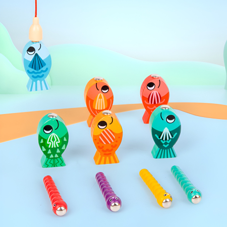 Jucărie Montessori Ferma Inteligentă din Lemn – Sortare Forme, Pescuit Magnetic, Legume, Animăluțe și Activități 6-în-1 [2]