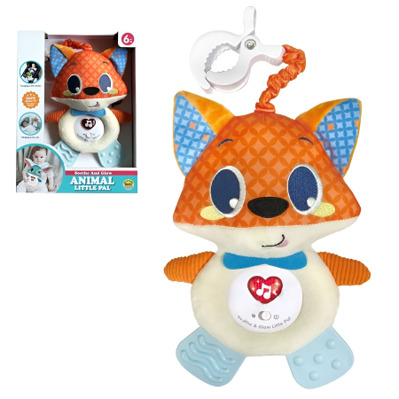 Jucarii bebelusi - Jucărie Pluș Muzicală cu Lumină pentru Bebeluși 6+ Luni – Animal Suspendabil, Calmante și Dentitie