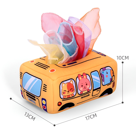 Jucărie Senzorială pentru Bebeluși – Cutie cu Șervețele Textile Colorate, Soft, 0+ Luni [3]