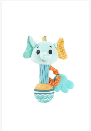 Noutati - Jucărie senzorială pentru bebeluși tip elefănțel – Zornăitoare cu texturi și element de dentiție, 0 luni+