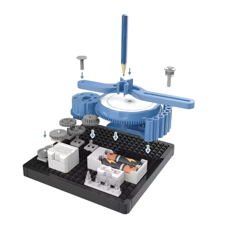 Kit STEM aparat mecanic de desenat electric – jucărie educativă DIY cu roți dințate și circuite pentru copii creativi, 6 ani+ [2]