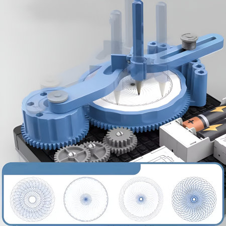 Kit STEM aparat mecanic de desenat electric – jucărie educativă DIY cu roți dințate și circuite pentru copii creativi, 6 ani+ [1]