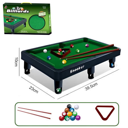 Educative si montessori - Masă de biliard pentru copii 39,5 cm – Mini Snooker de masă cu bile și tacuri incluse, joc distractiv 3+ ani